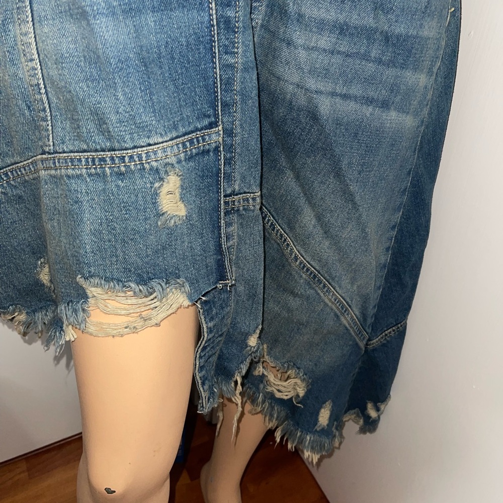 ZARA Distressed ASYMMETRICAL Denim Jacket Dress - Blue XS X SMALL - Picture 6 of 9